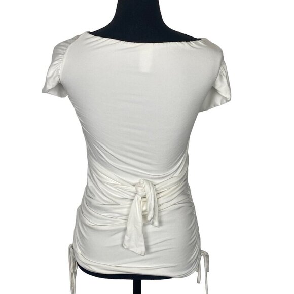 HOT MIAMI STYLES Women Wrap Top Size S White Sleeveless Feminine Classy 40-12 - Picture 2 of 10